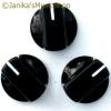 3 BLACK STOVE TYPE POTENTIOMETER OR ROTARY SWITCH KNOBS